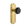 Nostalgic Warehouse Deco Solid Brass Rose Single Dummy Door Knob with Black Waldorf Knob Polished Brass