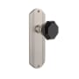 Nostalgic Warehouse Deco Solid Brass Rose Single Dummy Door Knob with Black Waldorf Knob Satin Nickel