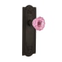 Nostalgic Warehouse Meadows Solid Brass Rose Single Dummy Door Knob with Pink Crystal Knob Oil-Rubbed Bronze