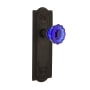 Nostalgic Warehouse Meadows Solid Brass Rose Single Dummy Door Knob with Cobalt Crystal Knob Oil-Rubbed Bronze