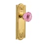 Nostalgic Warehouse Meadows Solid Brass Rose Single Dummy Door Knob with Pink Crystal Knob Polished Brass