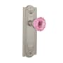 Nostalgic Warehouse Meadows Solid Brass Rose Single Dummy Door Knob with Pink Crystal Knob Satin Nickel