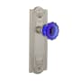 Nostalgic Warehouse Meadows Solid Brass Rose Single Dummy Door Knob with Cobalt Crystal Knob Satin Nickel