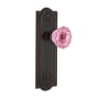 Nostalgic Warehouse Meadows Solid Brass Rose Single Dummy Door Knob with Pink Crystal Knob Timeless Bronze