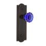 Nostalgic Warehouse Meadows Solid Brass Rose Single Dummy Door Knob with Cobalt Crystal Knob Timeless Bronze