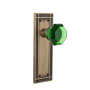Nostalgic Warehouse Mission Solid Brass Rose Single Dummy Door Knob with Emerald Waldorf Knob Antique Brass