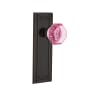 Nostalgic Warehouse Mission Solid Brass Rose Single Dummy Door Knob with Pink Waldorf Knob Timeless Bronze