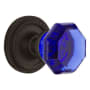 Nostalgic Warehouse Rope Solid Brass Rose Single Dummy Door Knob with Cobalt Waldorf Knob Oil-Rubbed Bronze