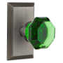 Nostalgic Warehouse Studio Solid Brass Rose Single Dummy Door Knob with Emerald Waldorf Knob Antique Pewter