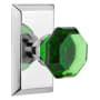 Nostalgic Warehouse Studio Solid Brass Rose Single Dummy Door Knob with Emerald Waldorf Knob Bright Chrome