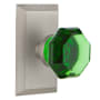 Nostalgic Warehouse Studio Solid Brass Rose Single Dummy Door Knob with Emerald Waldorf Knob Satin Nickel