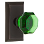 Nostalgic Warehouse Studio Solid Brass Rose Single Dummy Door Knob with Emerald Waldorf Knob Timeless Bronze