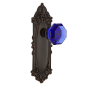 Nostalgic Warehouse Victorian Rose Single Dummy Door Knob with Cobalt Waldorf Knob Timeless Bronze