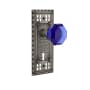 Nostalgic Warehouse Craftsman Solid Brass Rose Single Dummy Door Knob with Cobalt Waldorf Knob and Keyhole Antique Pewter