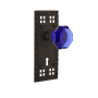 Nostalgic Warehouse Craftsman Solid Brass Rose Single Dummy Door Knob with Cobalt Waldorf Knob and Keyhole Oil-Rubbed Bronze