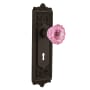 Nostalgic Warehouse Egg and Dart Solid Brass Single Dummy Door Knob with Pink Crystal Knob and Decorative Keyhole Oil-Rubbed Bronze