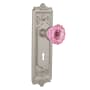 Nostalgic Warehouse Egg and Dart Solid Brass Single Dummy Door Knob with Pink Crystal Knob and Decorative Keyhole Satin Nickel