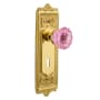 Nostalgic Warehouse Egg and Dart Solid Brass Single Dummy Door Knob with Pink Crystal Knob and Decorative Keyhole Unlacquered Brass