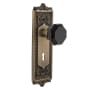 Nostalgic Warehouse Egg and Dart Solid Brass Single Dummy Door Knob with Black Waldorf Knob and Decorative Keyhole Antique Brass