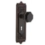 Nostalgic Warehouse Egg and Dart Solid Brass Single Dummy Door Knob with Black Waldorf Knob and Decorative Keyhole Timeless Bronze