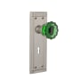 Nostalgic Warehouse Mission Solid Brass Rose Single Dummy Door Knob with Emerald Crystal Knob and Decorative Keyhole Satin Nickel