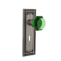 Nostalgic Warehouse Mission Solid Brass Rose Single Dummy Door Knob with Emerald Waldorf Knob and Decorative Keyhole Antique Pewter