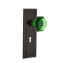 Nostalgic Warehouse Mission Solid Brass Rose Single Dummy Door Knob with Emerald Waldorf Knob and Decorative Keyhole Timeless Bronze