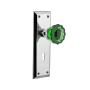 Nostalgic Warehouse New York Solid Brass Rose Single Dummy Door Knob with Emerald Crystal Knob and Decorative Keyhole Bright Chrome