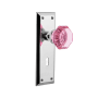 Nostalgic Warehouse New York Solid Brass Rose Single Dummy Door Knob with Pink Waldorf Knob and Decorative Keyhole Bright Chrome