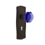 Nostalgic Warehouse Prairie Solid Brass Rose Single Dummy Door Knob with Cobalt Waldorf Knob and Decorative Keyhole Oil-Rubbed Bronze