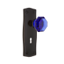 Nostalgic Warehouse Prairie Solid Brass Rose Single Dummy Door Knob with Cobalt Waldorf Knob and Decorative Keyhole Timeless Bronze