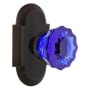 Nostalgic Warehouse Cottage Solid Brass Rose Dummy Door Knob Set with Cobalt Crystal Knob Timeless Bronze