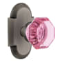 Nostalgic Warehouse Cottage Solid Brass Rose Dummy Door Knob Set with Pink Waldorf Knob Antique Pewter