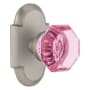 Nostalgic Warehouse Cottage Solid Brass Rose Dummy Door Knob Set with Pink Waldorf Knob Satin Nickel