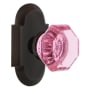 Nostalgic Warehouse Cottage Solid Brass Rose Dummy Door Knob Set with Pink Waldorf Knob Timeless Bronze
