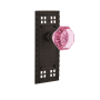Nostalgic Warehouse Craftsman Solid Brass Rose Dummy Door Knob Set with Pink Waldorf Knob Oil-Rubbed Bronze
