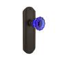 Nostalgic Warehouse Deco Solid Brass Rose Dummy Door Knob Set with Cobalt Crystal Knob Oil-Rubbed Bronze