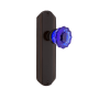 Nostalgic Warehouse Deco Solid Brass Rose Dummy Door Knob Set with Cobalt Crystal Knob Timeless Bronze