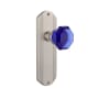 Nostalgic Warehouse Deco Solid Brass Rose Dummy Door Knob Set with Cobalt Waldorf Knob Satin Nickel