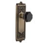 Nostalgic Warehouse Egg and Dart Solid Brass Rose Dummy Door Knob Set with Black Waldorf Knob Antique Brass