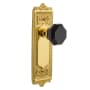 Nostalgic Warehouse Egg and Dart Solid Brass Rose Dummy Door Knob Set with Black Waldorf Knob Polished Brass