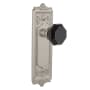 Nostalgic Warehouse Egg and Dart Solid Brass Rose Dummy Door Knob Set with Black Waldorf Knob Satin Nickel