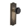 Nostalgic Warehouse Meadows Solid Brass Rose Dummy Door Knob Set with Black Waldorf Door Knob Antique Brass