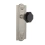 Nostalgic Warehouse Meadows Solid Brass Rose Dummy Door Knob Set with Black Waldorf Door Knob Satin Nickel