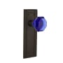 Nostalgic Warehouse Mission Solid Brass Rose Dummy Door Knob Set with Cobalt Waldorf Knob Oil-Rubbed Bronze