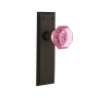 Nostalgic Warehouse New York Solid Brass Rose Dummy Door Knob Set With Pink Waldorf Knob Oil-Rubbed Bronze
