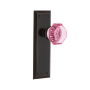 Nostalgic Warehouse New York Solid Brass Rose Dummy Door Knob Set With Pink Waldorf Knob Timeless Bronze