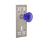 Nostalgic Warehouse Craftsman Solid Brass Rose Dummy Door Knob Set with Cobalt Crystal Knob and Keyhole Satin Nickel