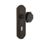Nostalgic Warehouse Deco Solid Brass Rose Dummy Door Knob Set with Black Waldorf Knob and Decorative Keyhole Oil-Rubbed Bronze
