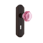 Nostalgic Warehouse Deco Solid Brass Rose Dummy Door Knob Set with Pink Waldorf Knob and Decorative Keyhole Timeless Bronze